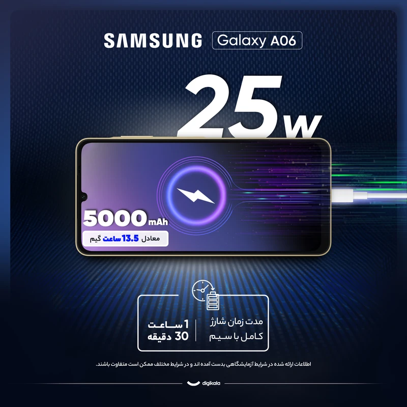 گوشی موبایل سامسونگ Galaxy A06 دو سیمکارت ظرفیت 64GB و رم 4GB