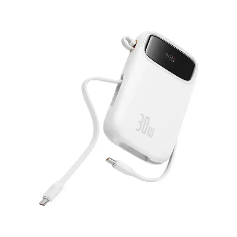 پاوربانک باسئوس مدل Qpow2 DualCable-30w با ظرفیت 10000 میلیآمپر ساعت