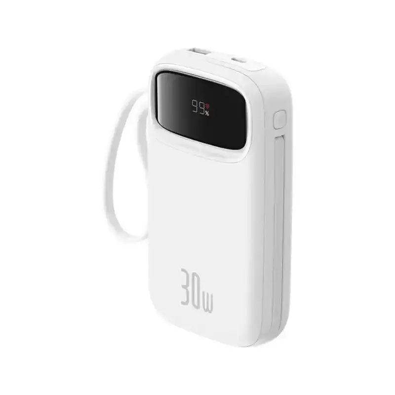 پاوربانک باسئوس مدل Qpow2 DualCable-30w با ظرفیت 10000 میلیآمپر ساعت
