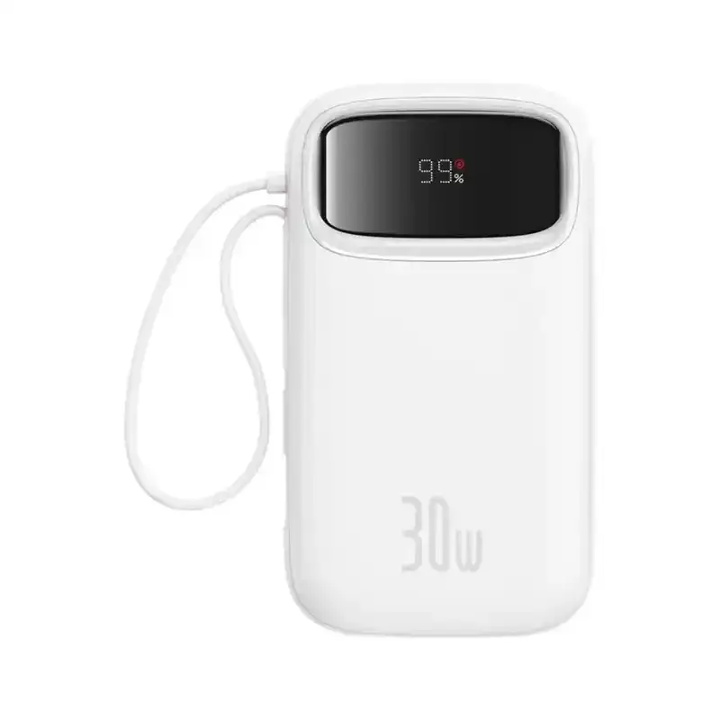پاوربانک باسئوس مدل Qpow2 DualCable-30w با ظرفیت 10000 میلیآمپر ساعت